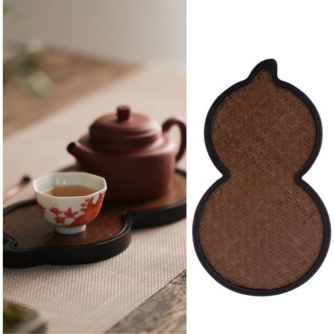 Teetablett aus Bambus mit matter Oberfläche, kleiner Teeteller zum Servieren von Tee, Untertassen, Kalebasse für die Teezeremonie (1/5)