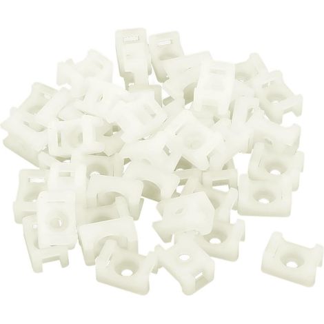 50pcs blanc Plastique Supports vis attache câble Bases Selles porte-berceau