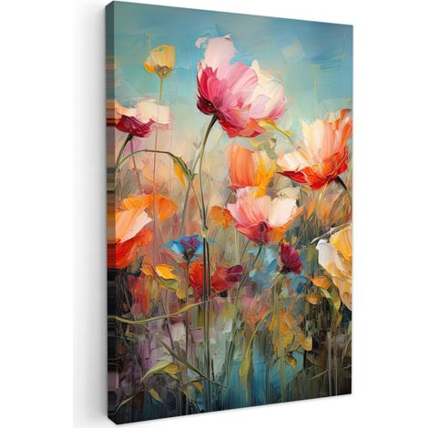 TABLEAU SUR TOILE Fleurs - Aquarelle - Art - Botanique - Nature Cadre Décoration Murale 40x60 cm