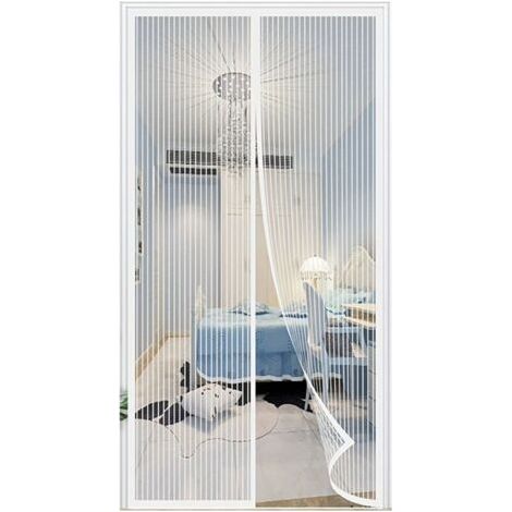 Moustiquaire 120x210cm Moustiquaire magnétique sans perçage Moustiquaire blanche avec bande adhésive et maille ultrafine (1/4)