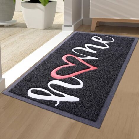 1 pièce 80 x 120 cm (noir) Paillasson extérieur "Home", paillasson intérieur, tapis d'entrée, paillasson extérieur antidérapant et anti-poussière (1/5)