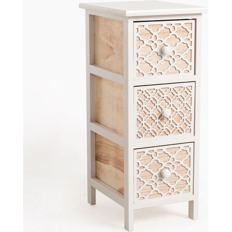 Muebles Auxiliares - Mueble Auxiliar Egle Blanco Estrecho 3 Cajones (1/5)