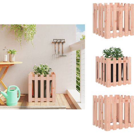 Jardinière avec design de clôture 50x50x50 cm Douglas massif - Jardinier - Pots De Fleurs - Bac À Plantation - Décoration Extérieure - Bois De Douglas (1/5)