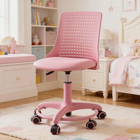 Wahson Height Adjustable Kids Swivel Chair - Breathable Study Desk Chair for Children Teens, Pink