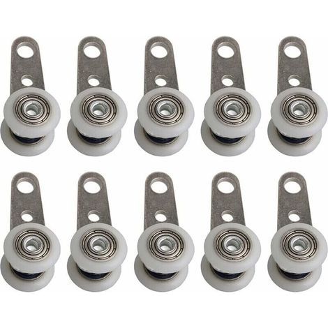 Lot De 10 Roulettes Pour Baies Vitres Ou Portes Coulissantes - En Mtal Et En Plastique - 4,5 X 1,9 Cm,
