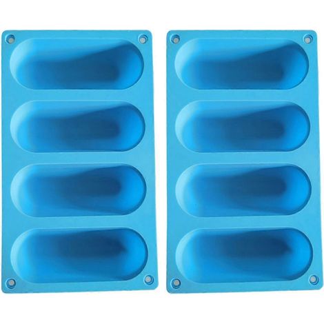 2 moules à pain à hot-dog en silicone, moules à saucisses, moules à pain-22.10X13.10X3.80CM-Blue (1/3)