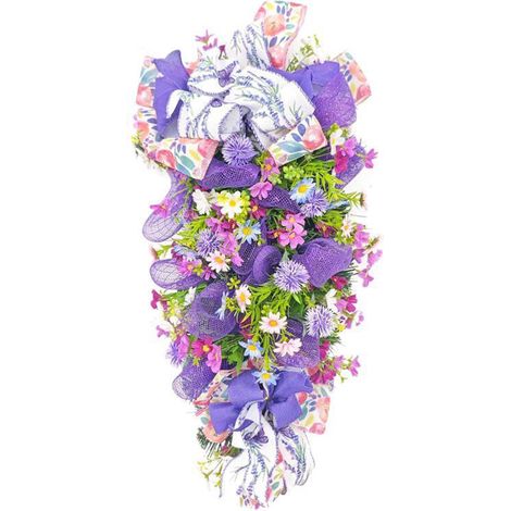 Guirlande Fleurs Artificielles - 60 x 40 x 7 cm - Décoration Porte Extérieure Intérieure - Pour Printemps Fêtes Mariage - 1 Pièce (1/5)