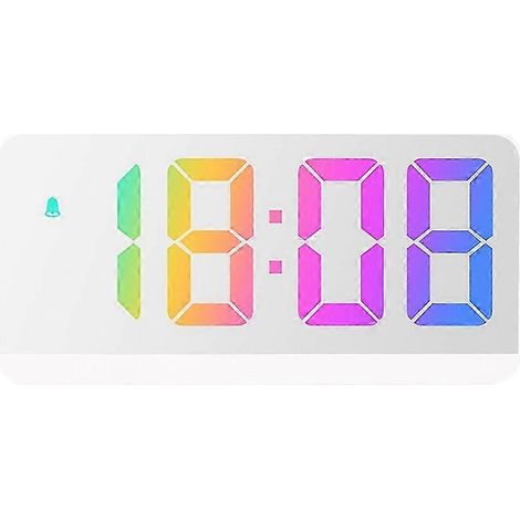 Réveil numérique LED avec fonction snooze, affichage de la température et de l'heure, grand format, finition miroir, couleur 02 (1/5)
