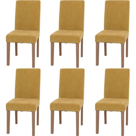 Set 6x sedie Littau tessuto ciniglia soggiorno cucina sala da pranzo legno 90x42x50cm giallo