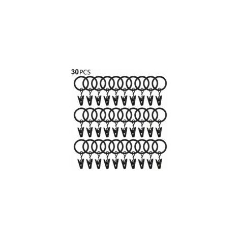 30 anillas para cortinas con clips, clips resistentes para cortinas, ganchos para barra de tensión, ojales metálicos de diámetro interior, colgadores decorativos para cortinas, color negro - Crezuo (1/4)