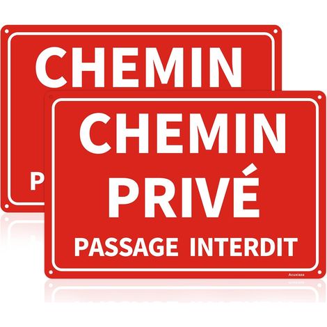 2 Pièces Panneau Chemin Privée Passage Interdit 30x20cm Aluminium (1/5)