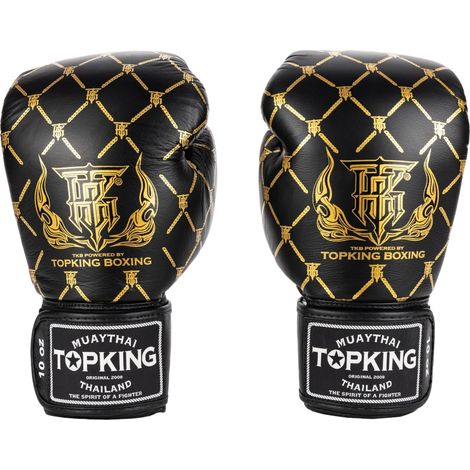 Gants de boxe thaï Top King Chain 16 oz Noir/Or (1/4)