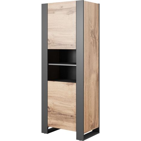 NUNKI Vitrina 170x65x40 cm wotan roble + antracita (1/4)
