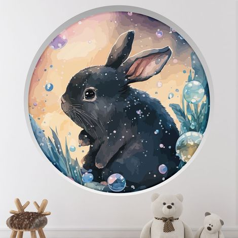 Stickers Trompe l'oeil Arche ronde Enfants - Lapin - Diamètre 40 cm (1/4)