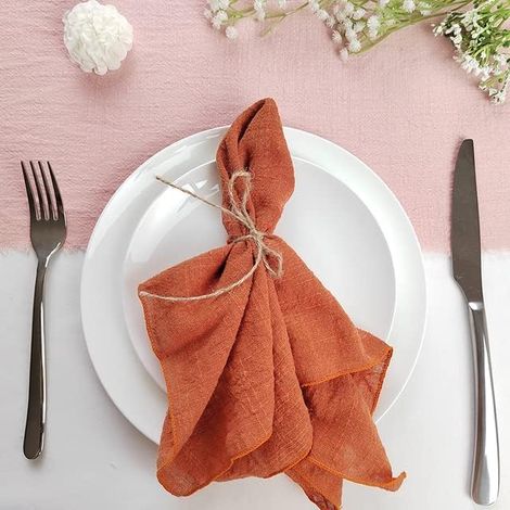 10 pièces Gaze Serviettes froissées Serviettes de Table Serviettes en Coton Doux Serviettes de Table décoratives pour la fête de Mariage de noël(Terracotta,40x40 cm (1/5)