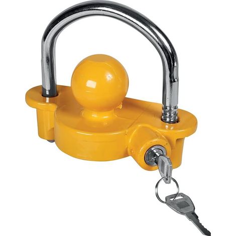 Antivol remorque, Timon remorque - Compatible avec Tous Types de tête d'attelage diam. 50mm - Clés fournis - S'utilise Uniquement sur remorque ou Caravane dételée (1/4)
