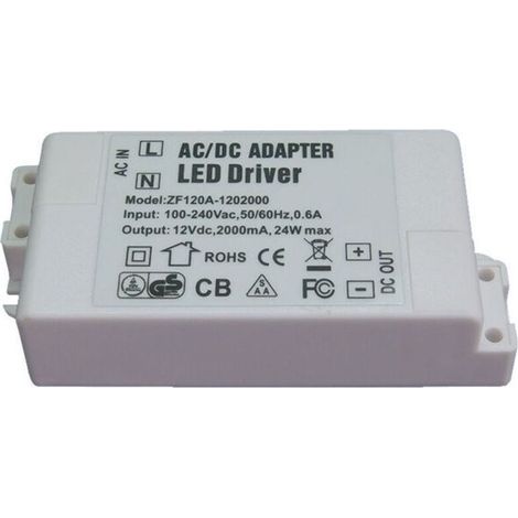 Alimentation LED 12V, Transformateur LED 24W AC 220V vers 12V DC 2.0A, Pilote LED à tension constante adaptateur convertisseur pour bandes LED et ampoules LED MR16 G4 MR11 - Pack de 1 pièce (1/4)