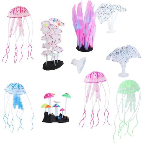 9 décorations lumineuses pour aquarium, corail artificiel à effet phosphorescent (1/3)