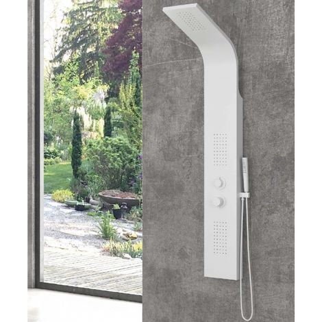 Colonne de douche hydromassante SUE en aluminium 140x20x6,5 cm-Blanc-Blanc-- (1/3)