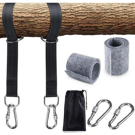 Arbre Swing Sangles Accessoire de Balançoire,1 paire Fixation pour Balançoire Sangles de Hamac avec 2 mousquetons à crochet en D et 2 coussins de protection pour arbres,Supporte Jusqu'à 1700 Kg (1/5)