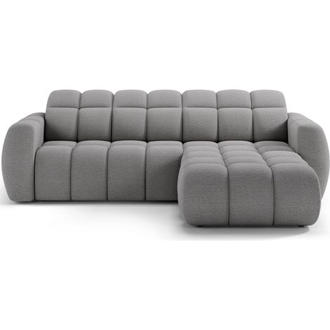 Canapé d’angle convertible 4 places tissu FENKA 288cm – Assise électrique & têtières réglables angle droit-Gris-angle droit (1/5)