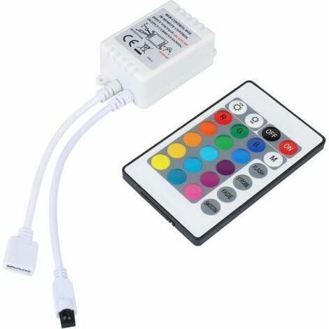 Telecomando a infrarossi a 24 tasti e controller a infrarossi bianco per striscia LED RGB 3528 SMD
