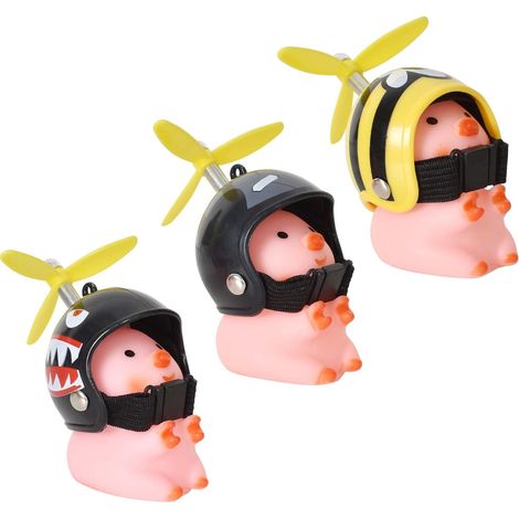 Decoraciones para bicicleta y motocicleta de 3 piezas, figura colgante de animal con casco de hélice en forma de cerdo, adorno para manillar de motocicleta, accesorio para coche, regalo para niños y a (1/5)