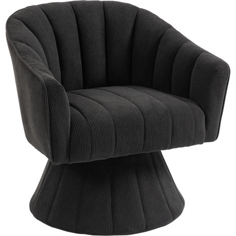REDOM Poltrona relax 70x66x72cm, girevole e ergonomica, seduta e schienale imbottiti, base stabile, nero, per ufficio e casa (1/5)