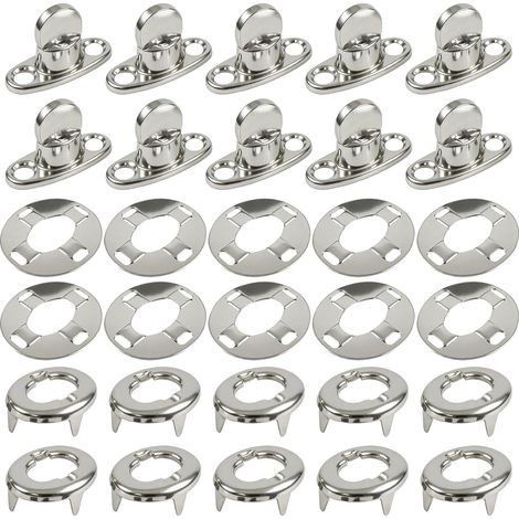 Kit de fermeture à bouton rotatif qualité marine avec œillet, bases et outils de vis pour auvent de bateau, accessoires de bâche en toile, 10 ensembles (1/4)
