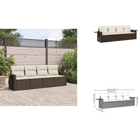 4-tlg. Garten-Sofagarnitur mit Kissen Braun Poly Rattan - Gartenmöbel - Sofasatz - Rattan Möbel - Outdoor Möbel - Balkonmöbel (1/3)
