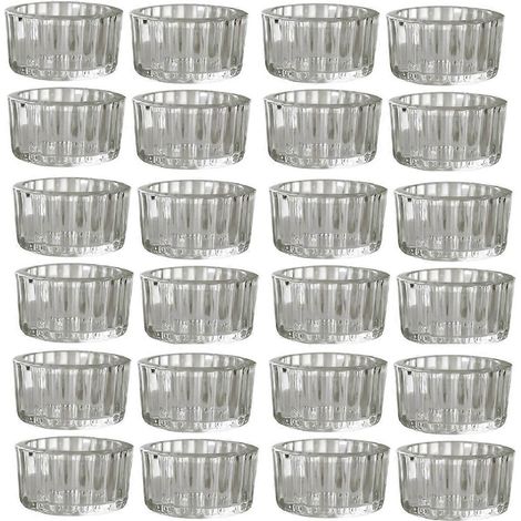 Set mit 24 durchsichtigen Glaskerzenhaltern (1/5)