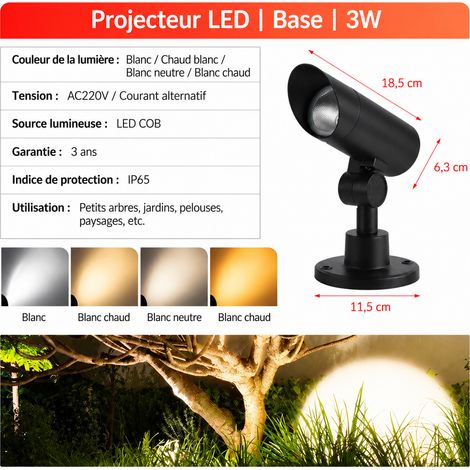 Projecteur LED Extérieur 3W Modèle B avec Socle Étanche IP65 AC85-265V 3w-b réf 8687 245 g – Livraison gratuite