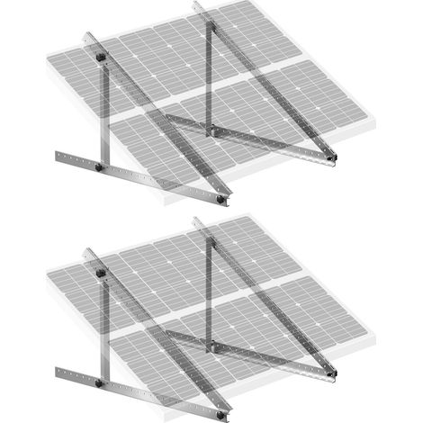 Support Panneau Solaire, 114 cm, Fixation Panneau Solaire de 100-400 W Inclinable Réglable 0-90°, Lot de 2, Aluminium Léger, Pieds Pliables pour Camping-car, Toit, Bateaux, Système Hors Réseau (1/5)