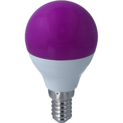 Lampada A Led E14 G45 4W 220V Colore Disponibili Blu Verde Viola Rosso Giallo (Viola)