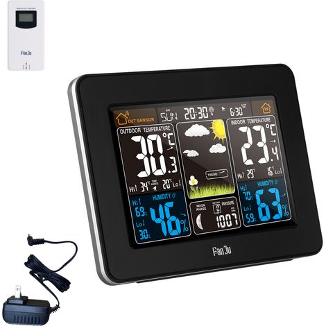 Horloge météo à écran couleur, réveil électronique multifonction, sans fil RF (1/4)
