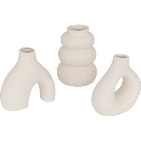 Lote de 3 soliflores de cerámica blanca Iora H9cm - Atmosphera créateur d'intérieur