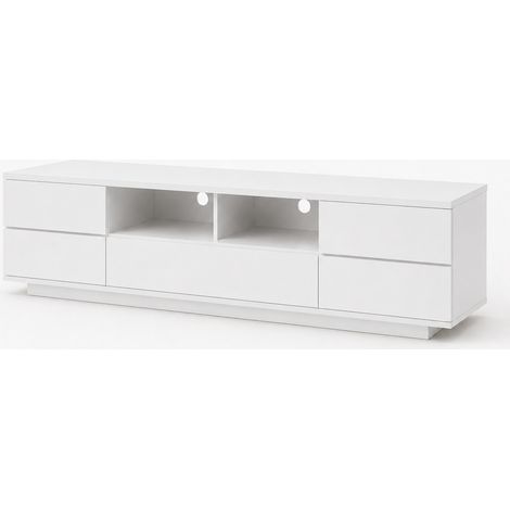Mobile TV Bianco Design Moderno Con 4 Ante Anta A Ribalta 2 Vani A Giorno Passacavi Mobile Basso In MDF Per Televisore Arredo Soggiorno Living 180 x 38 x 46 Cm (1/5)