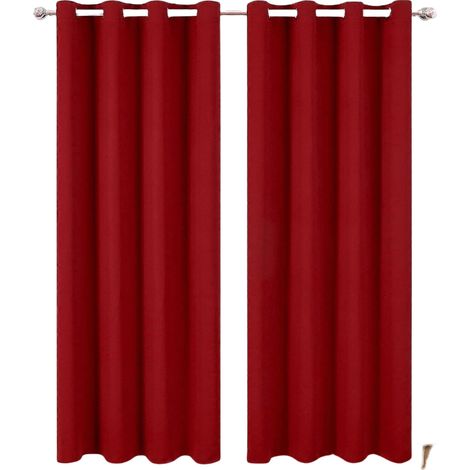 Rideaux rouges 52 x 84 pouces de long/Ensemble de 2 rideaux occultants/Rideaux de chambre à coucher à isolation thermique occultants (1/5)