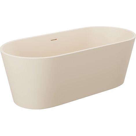 Vente-Unique – Baignoire îlot ovale 159 x 74 x 56 cm – Acrylique beige mat – Capacité 255L – Pose au sol – Style minimaliste