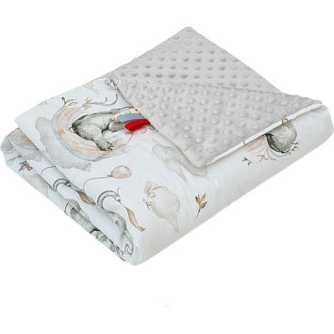 Coperta in minky 75x100 (cenere + elefante con arcobaleno) (1/3)