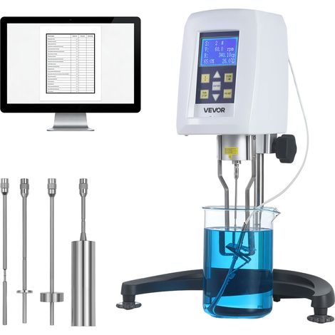 VEVOR Viscosimetro Rotativo Digitale Tester di Viscosita da Laboratorio 10–100000 mPa·s Precisione ±2%, 100–240 V, Viscosimetro per Lavorazione di Vernice 4 Pin Sonda di Temperatura Display LCD (1/5)