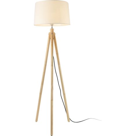 Lampada da terra lampada da terra con paralume in metallo legno tessuto effetto legno e bianco 153 cm 030002432