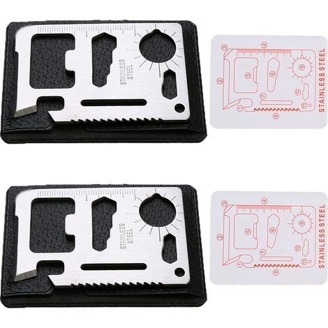 Pieces Survival Multifunction Card 11 in 1 Credit Card Size Multifunction Tool Multipurpose Outdoor Tool Beer Bottle Opener Survival Material Stainless Steel (1/5)