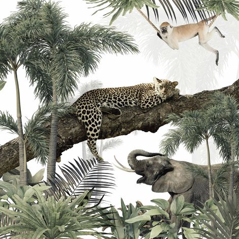 Papier peint panoramique - Animaux de la Jungle - 130 cm x 130 cm (1/2)