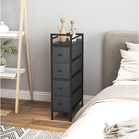 Commode étroite noire avec 4 tiroirs, 20x43x81,5 cm (1/5)