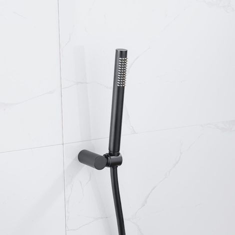 FugaFlow Eccelente Sobrado Ensemble de douchette avec douchette à main, support et flexible lisse Noir (1/5)
