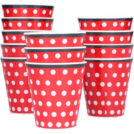 Lot de 12 tasses en mélamine imitation porcelaine (rouge) pour restaurants, étudiants et écoles (1/5)