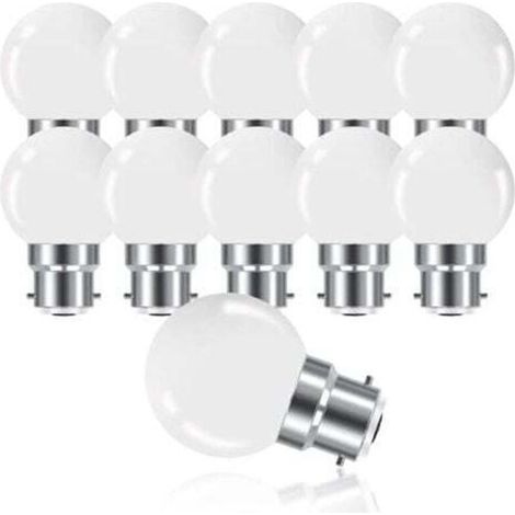 Ampoule LED à baïonnette B22 3 W, mini ampoule boule de golf B22 G45, blanc chaud 3 000 K, 280 lm, non variable, lot de 10 [Classe énergétique G] (1/4)