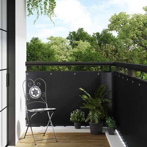 Maison Exclusive - Balkonsichtschutz mit Ösen Schwarz (1/4)