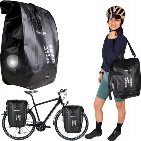 Fahrradtasche hinten, rollbar, groß, wasserdicht